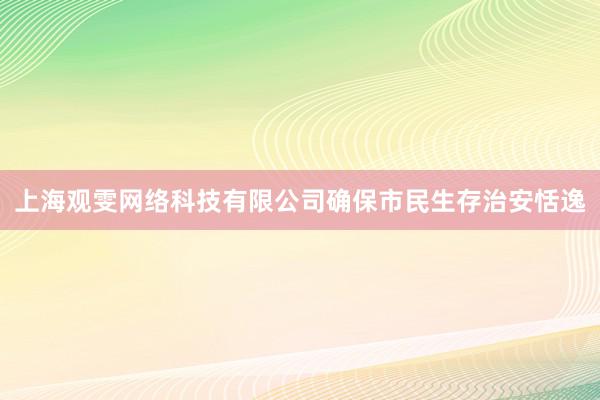 上海观雯网络科技有限公司确保市民生存治安恬逸